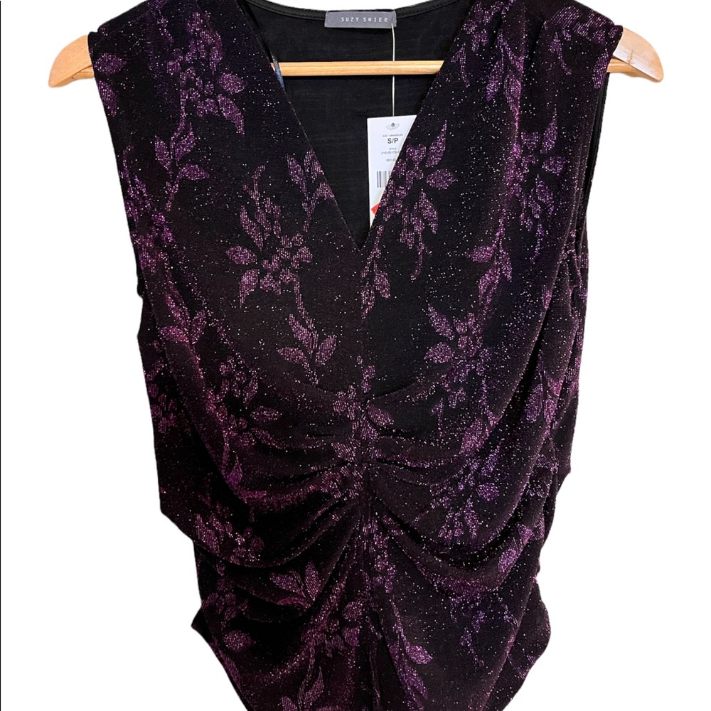 Suzy Shier metallic yarn tank top